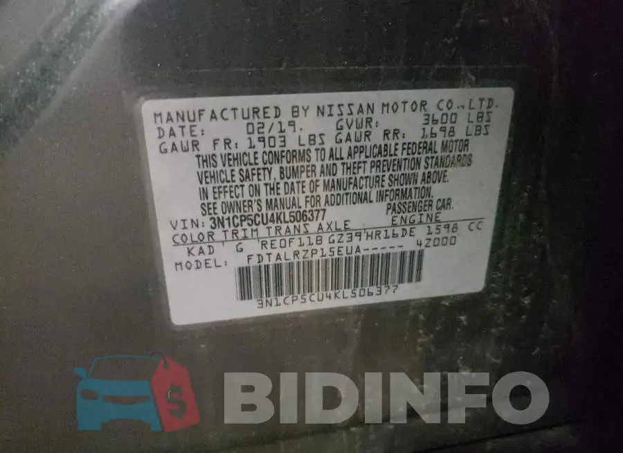 3N1CP5CU4KL506377 Photo# 10