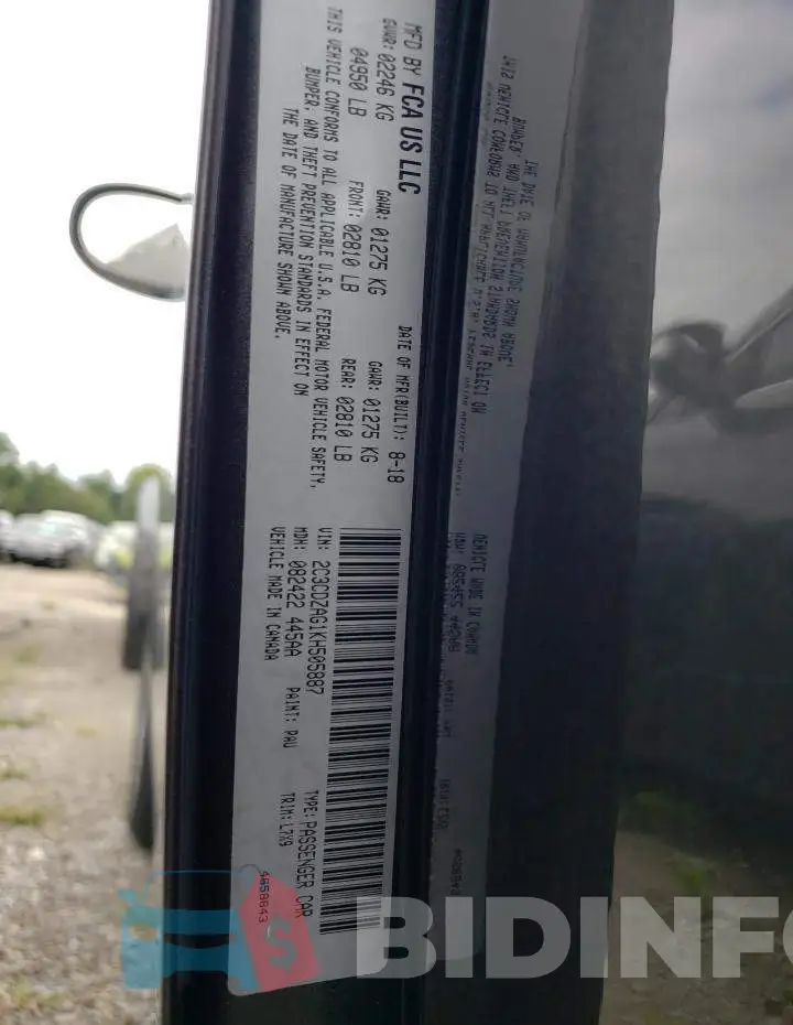 2C3CDZAG1KH505887 Photo# 10