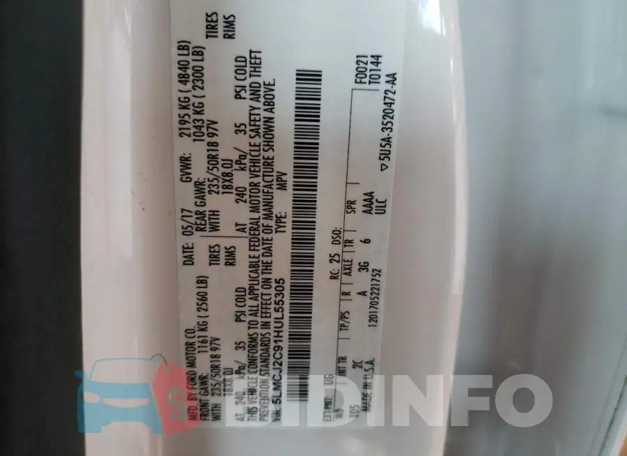 5LMCJ2C91HUL55305 Photo# 10