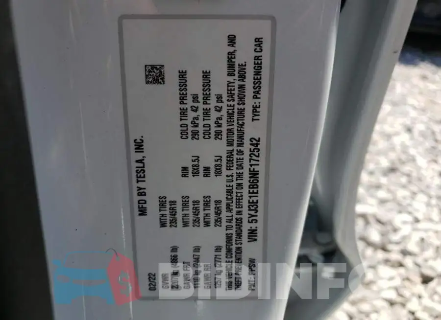 5YJ3E1EB6NF172542 Photo# 10