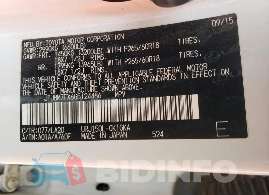 JTJBM7FX6G5124486 Photo# 10