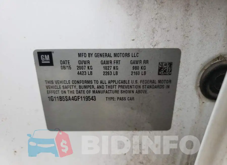 1G11B5SA4GF119543 Photo# 10