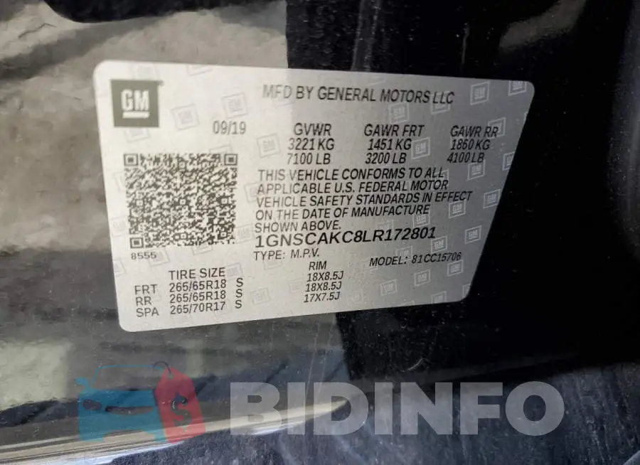 1GNSCAKC8LR172801 Photo# 10