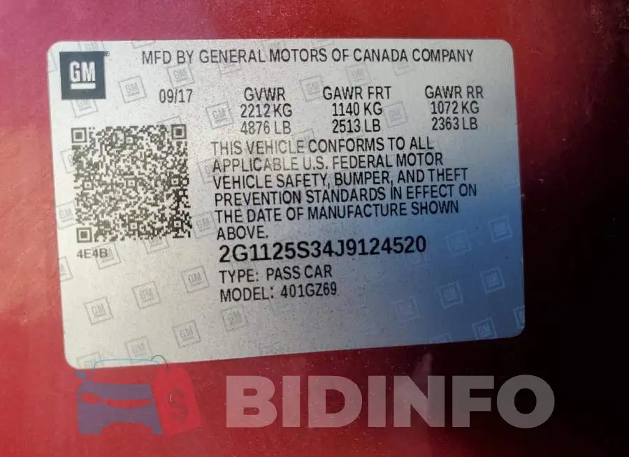 2G1125S34J9124520 Photo# 10