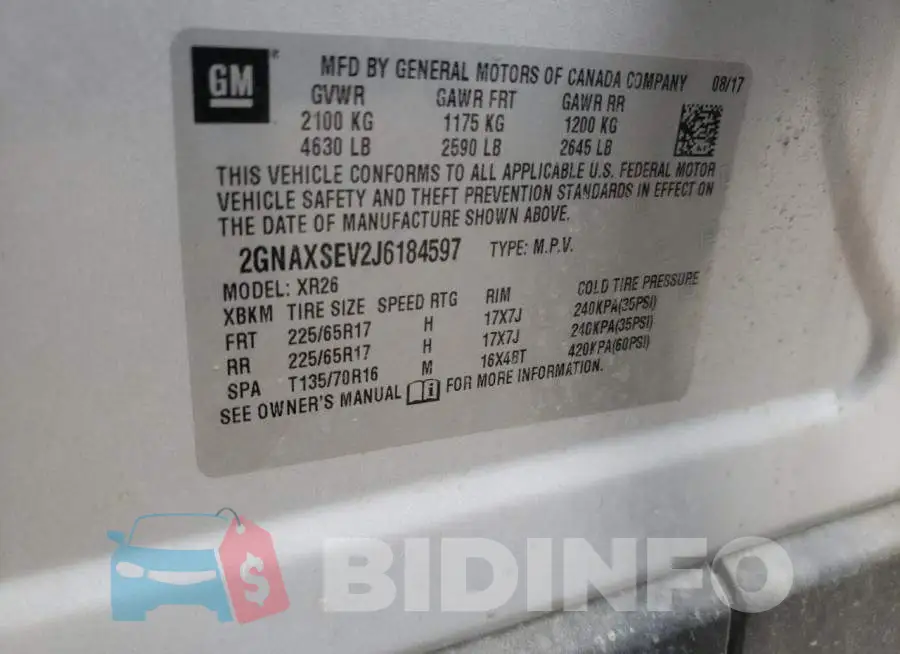 2GNAXSEV2J6184597 Photo# 10