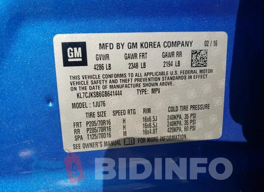 KL7CJKSB6GB641444 Photo# 10