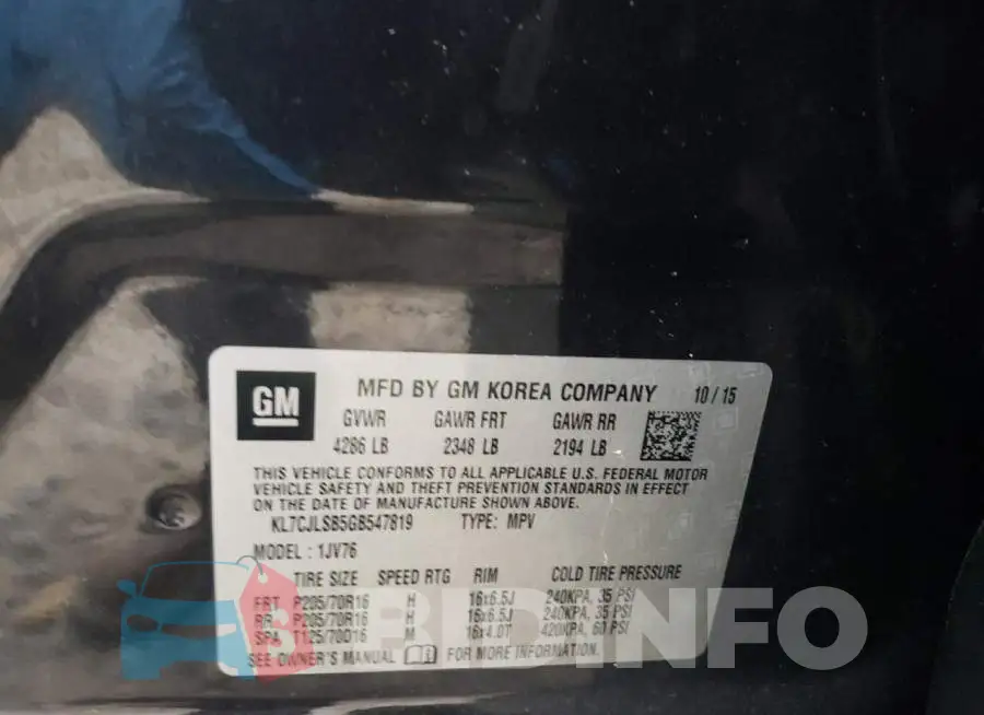 KL7CJLSB5GB547819 Photo# 10