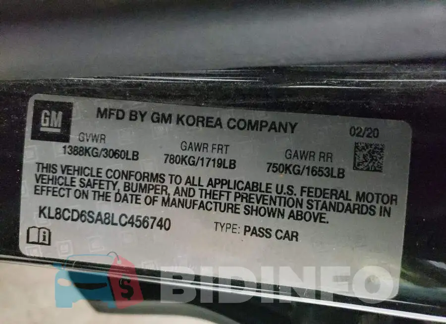 KL8CD6SA8LC456740 Photo# 10