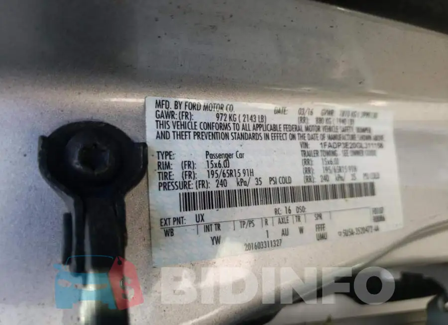 1FADP3E20GL311158 Photo# 10
