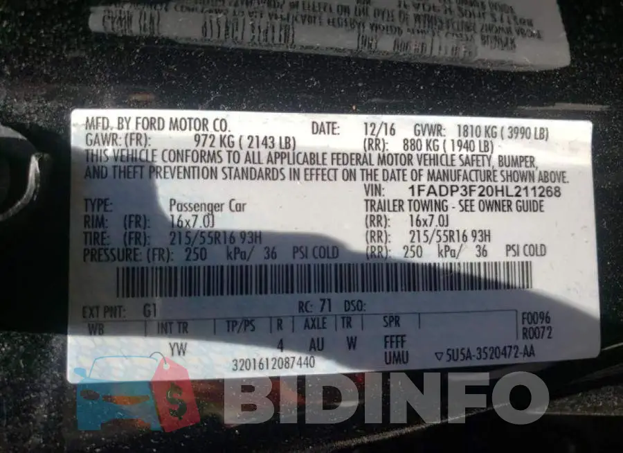 1FADP3F20HL211268 Photo# 10