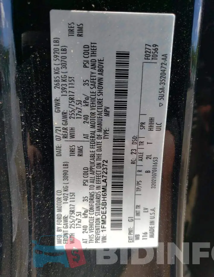 1FMDE5BH6MLA72372 Photo# 10