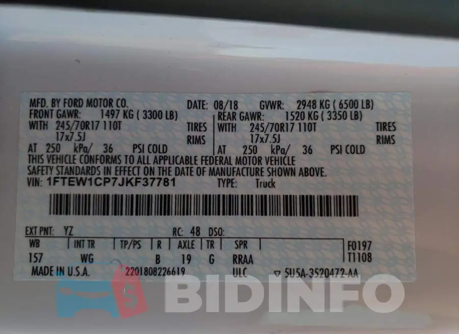 1FTEW1CP7JKF37781 Photo# 10