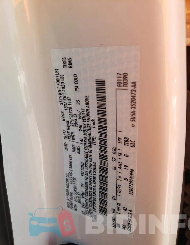 1FTEW1EG1JFB12644 Photo# 10
