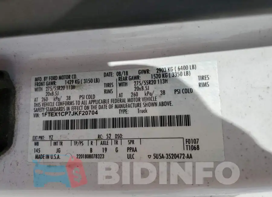 1FTEX1CP7JKF20704 Photo# 10