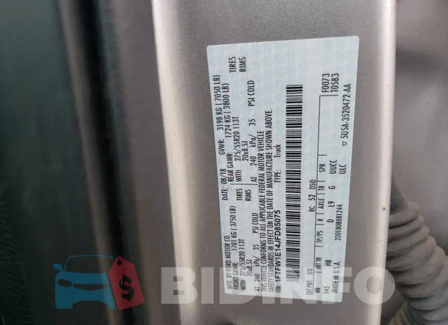 1FTFW1E14JFD85075 Photo# 10