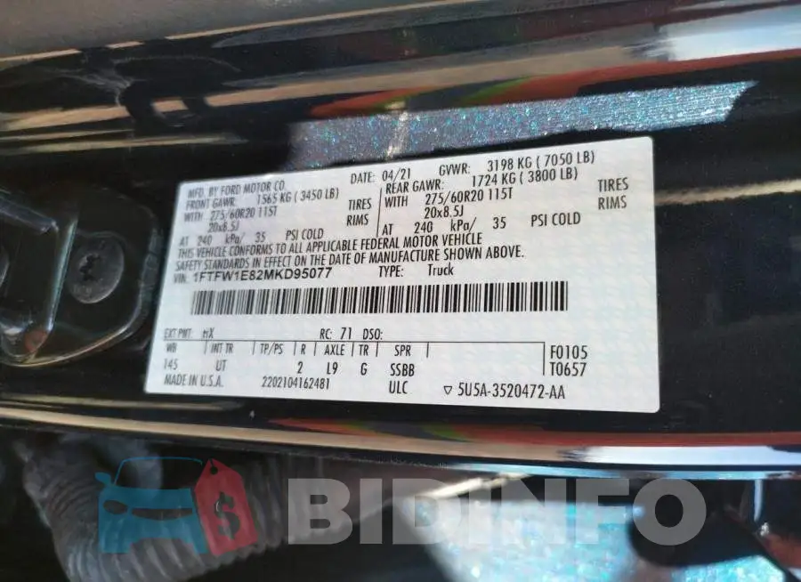 1FTFW1E82MKD95077 Photo# 10