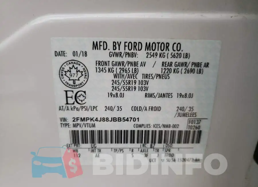 2FMPK4J88JBB54701 Photo# 10