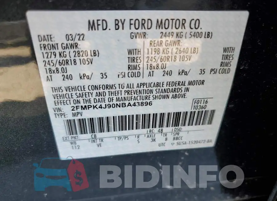 2FMPK4J90NBA43896 Photo# 10