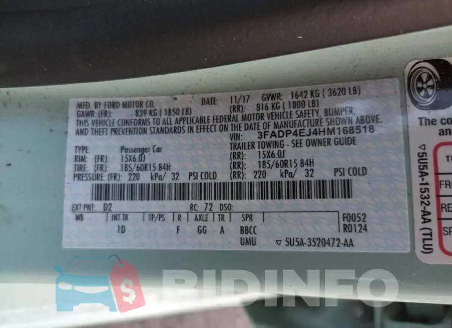 3FADP4EJ4HM168518 Photo# 10