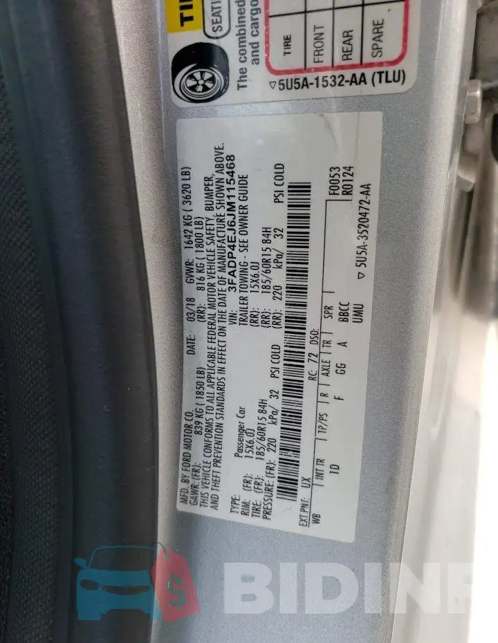 3FADP4EJ6JM115468 Photo# 10