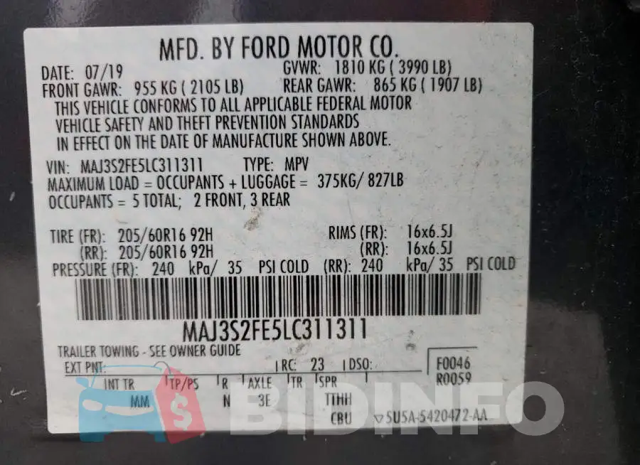 MAJ3S2FE5LC311311 Photo# 10