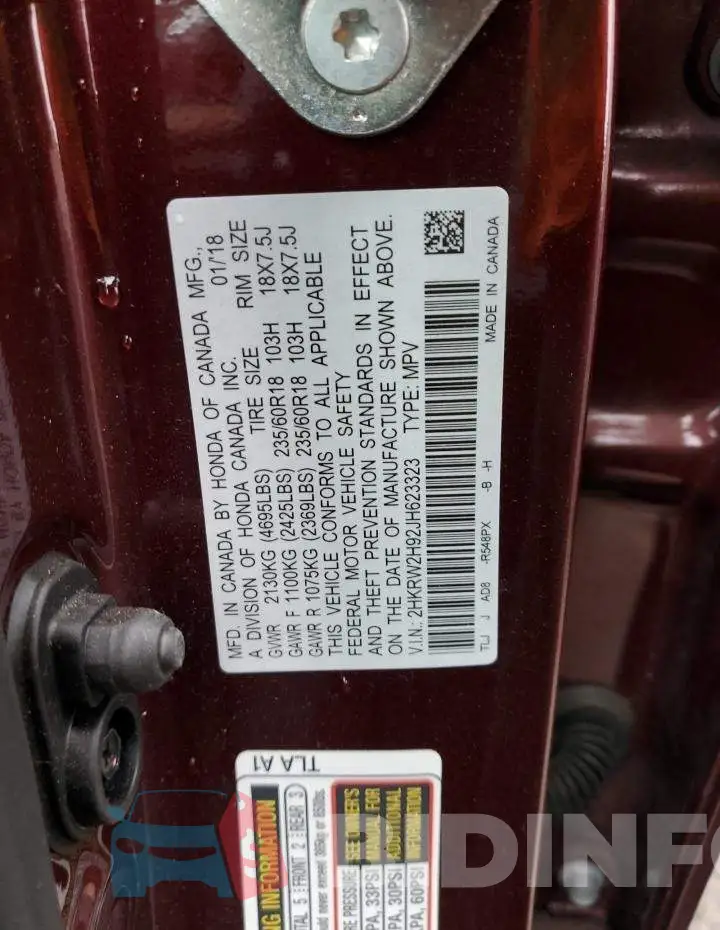 2HKRW2H92JH623323 Photo# 10