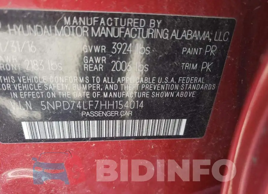 5NPD74LF7HH154014 Photo# 10