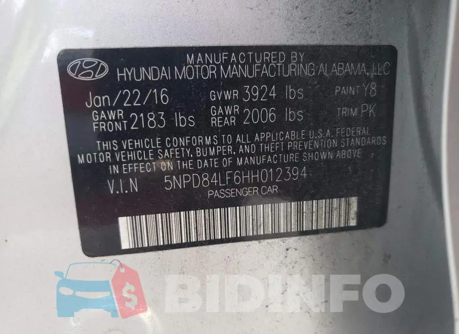 5NPD84LF6HH012394 Photo# 10