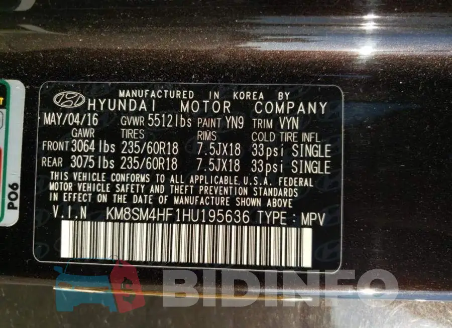 KM8SM4HF1HU195636 Photo# 10