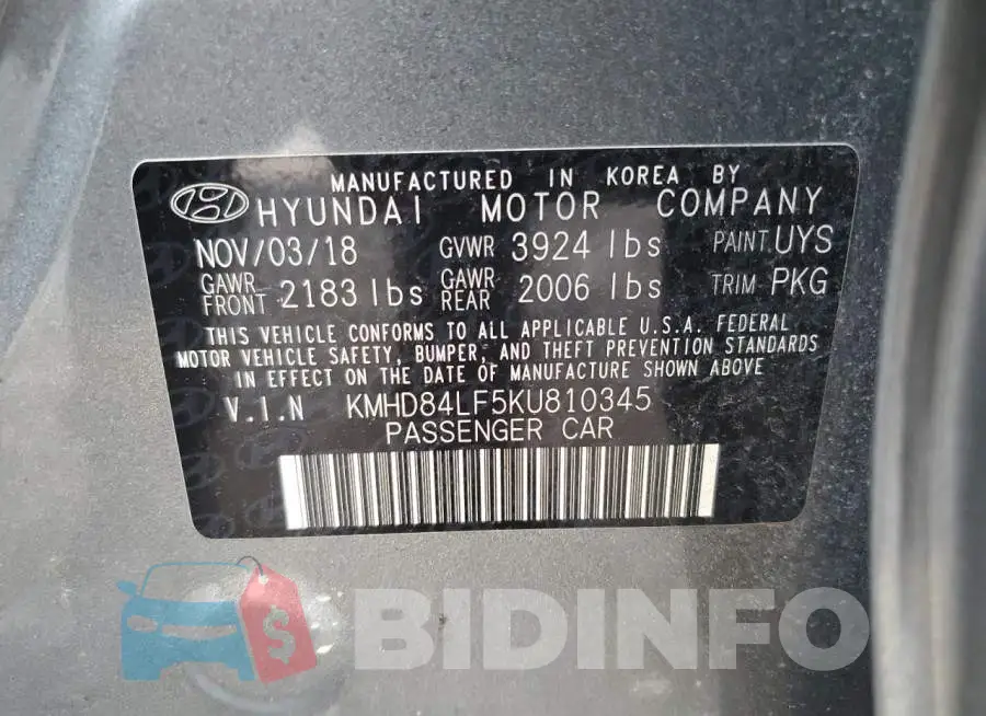KMHD84LF5KU810345 Photo# 10