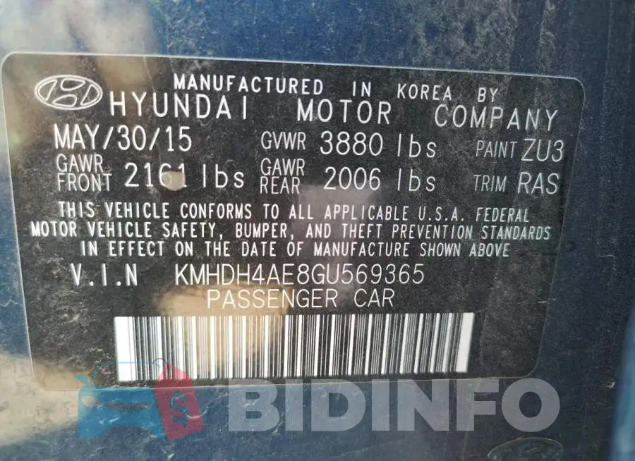 KMHDH4AE8GU569365 Photo# 10
