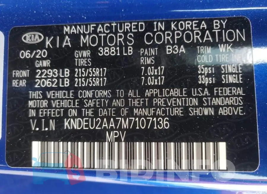 KNDEU2AA7M7107136 Photo# 10