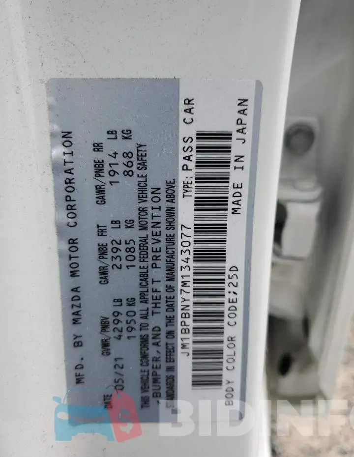 JM1BPBNY7M1343077 Photo# 10