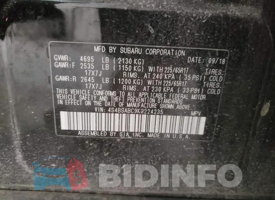 4S4BSABC9K3224235 Photo# 10