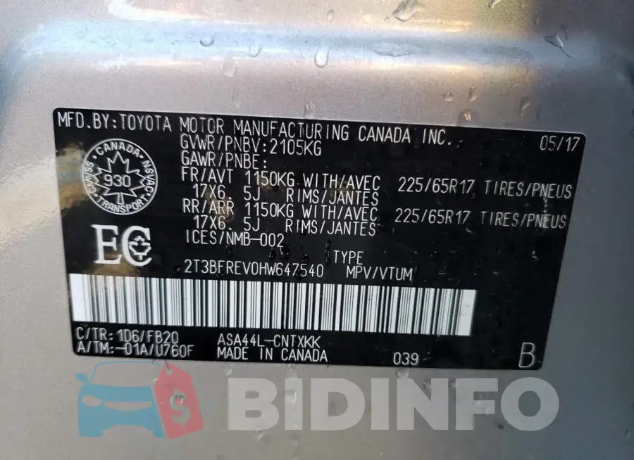2T3BFREV0HW647540 Photo# 10