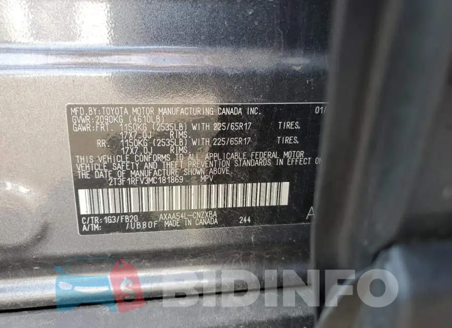 2T3F1RFV3MC181869 Photo# 10