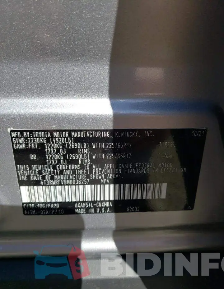 4T3RWRFV8MU036257 Photo# 10