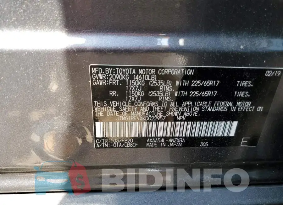 JTMG1RFVXKD022957 Photo# 10