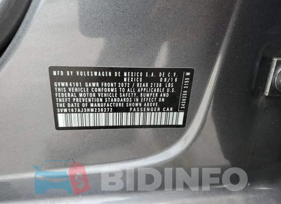 3VW167AJ3HM238272 Photo# 10
