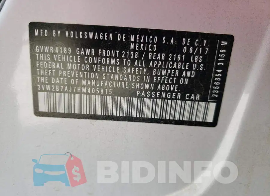 3VW2B7AJ7HM405815 Photo# 10