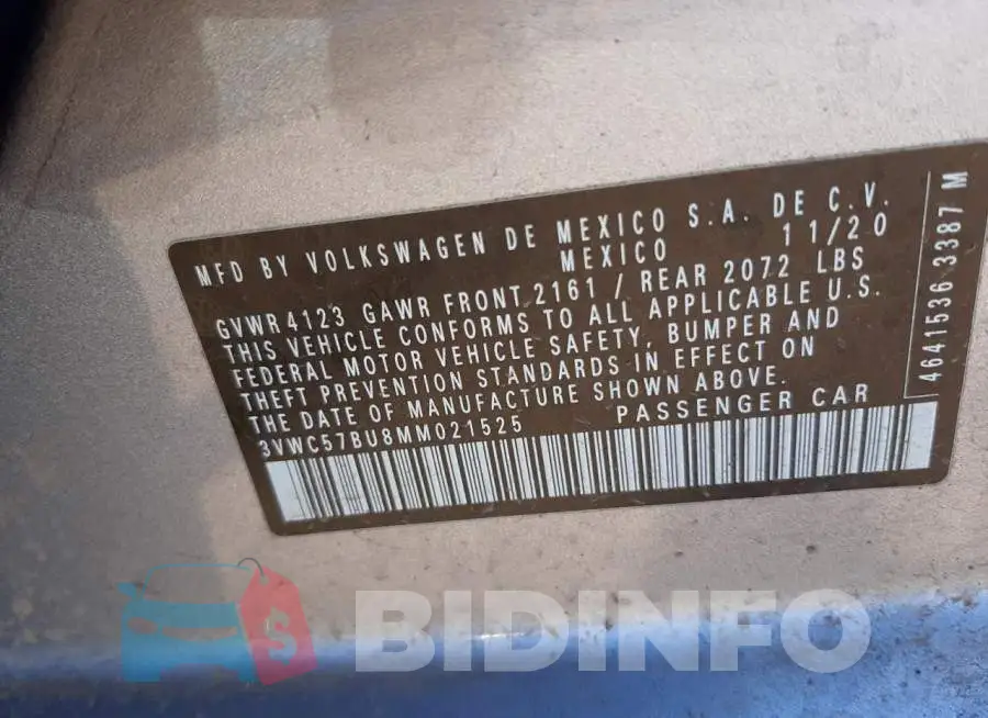 3VWC57BU8MM021525 Photo# 10