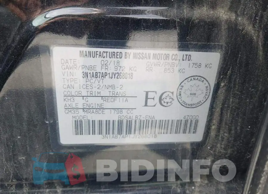 3N1AB7AP1JY268018 Photo# 9