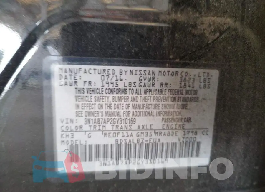 3N1AB7AP2GY310169 Photo# 10