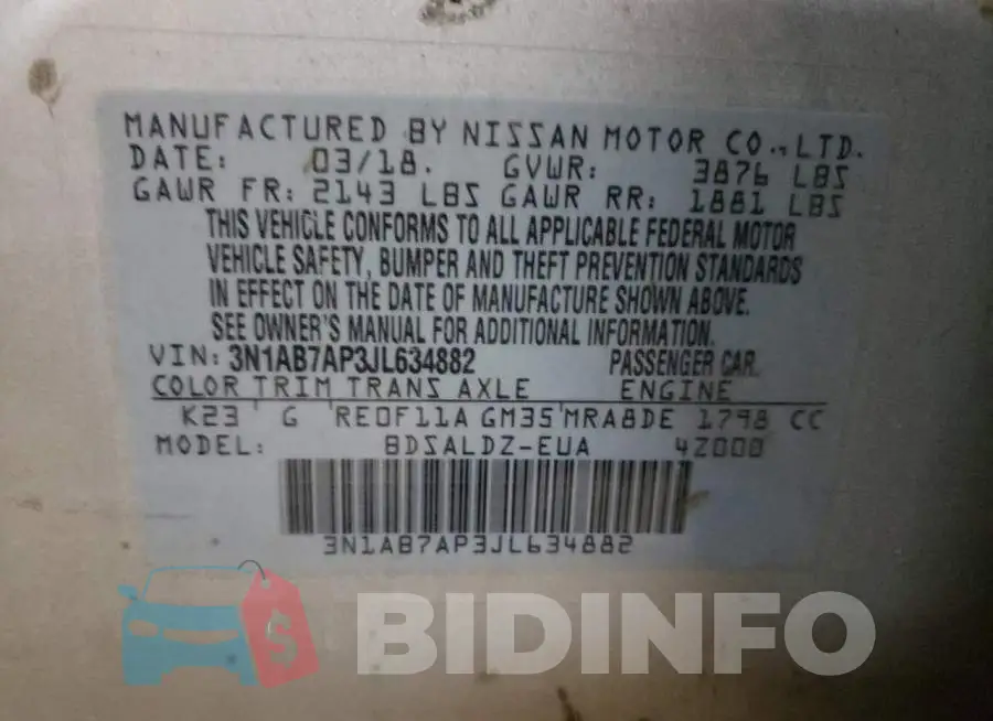 3N1AB7AP3JL634882 Photo# 10