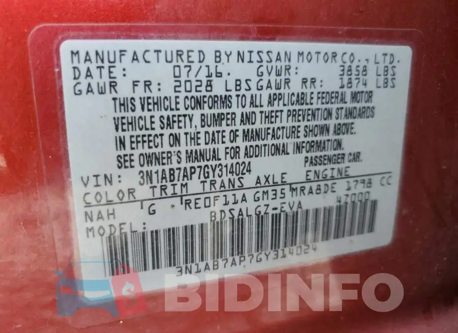 3N1AB7AP7GY314024 Photo# 10