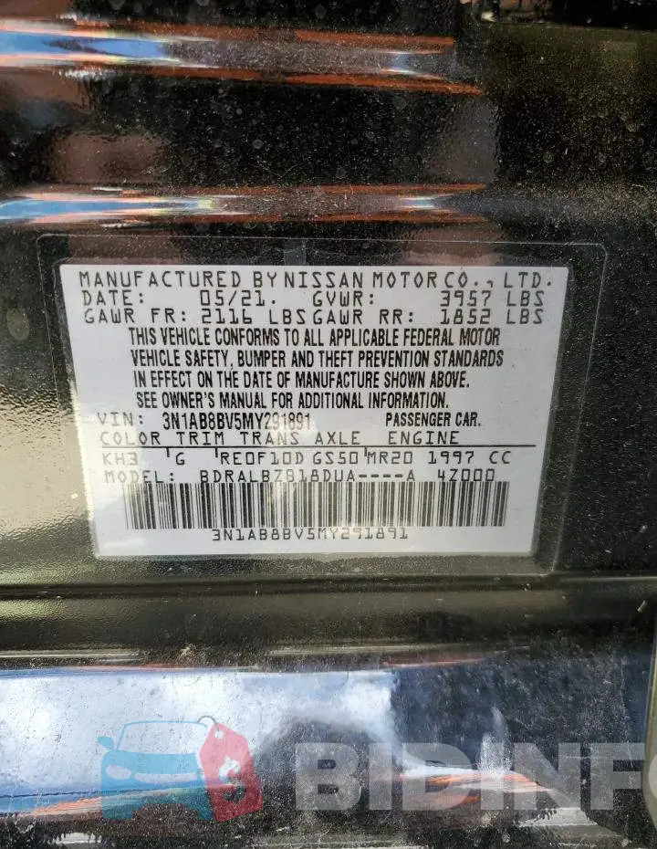 3N1AB8BV5MY291891 Photo# 10
