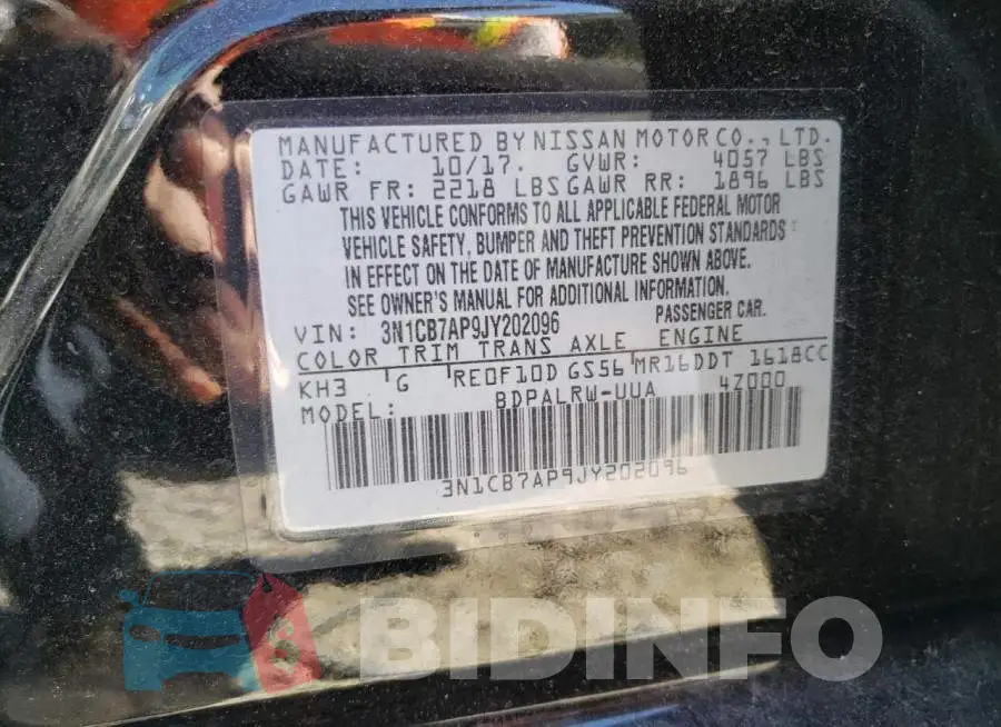 3N1CB7AP9JY202096 Photo# 10