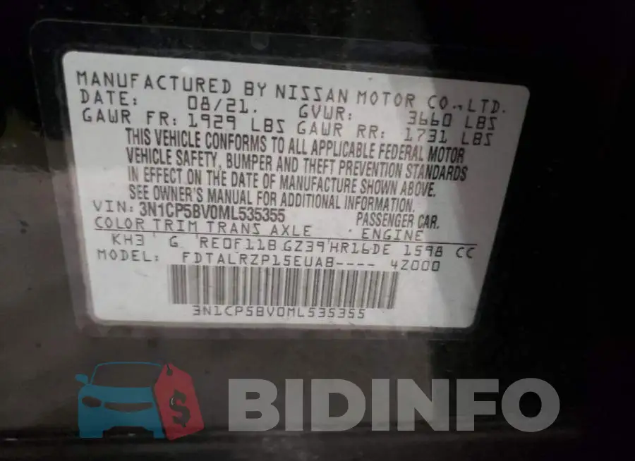 3N1CP5BV0ML535355 Photo# 10