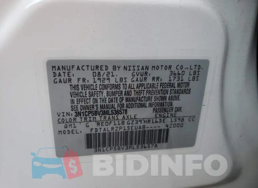 3N1CP5BV3ML536578 Photo# 10