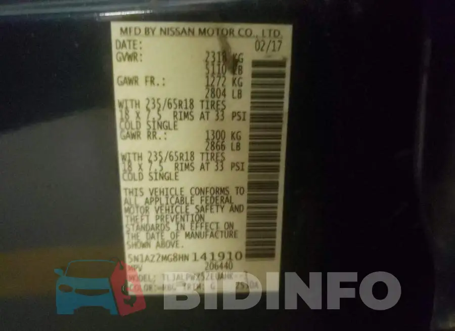 5N1AZ2MG8HN141910 Photo# 10